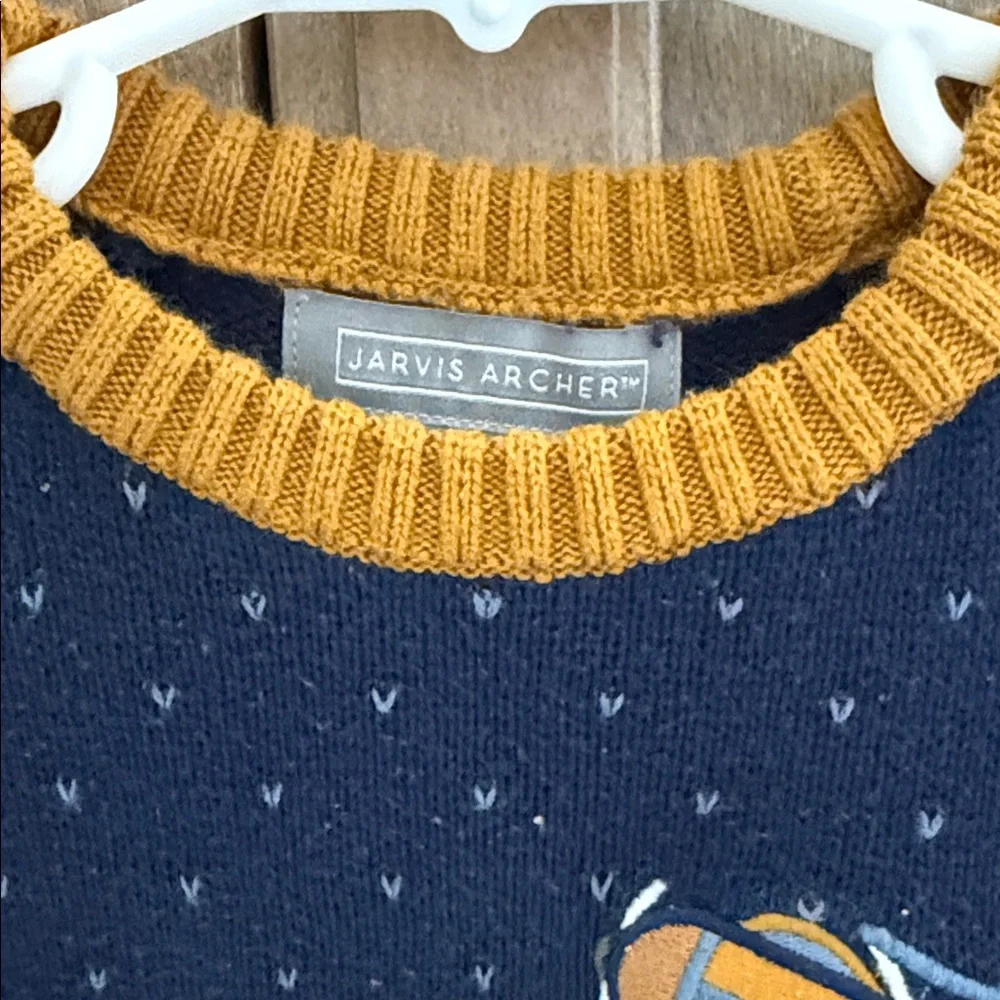 Kids Airplane Sweater - Navy and Mustard, Jarvis Archer 4T
